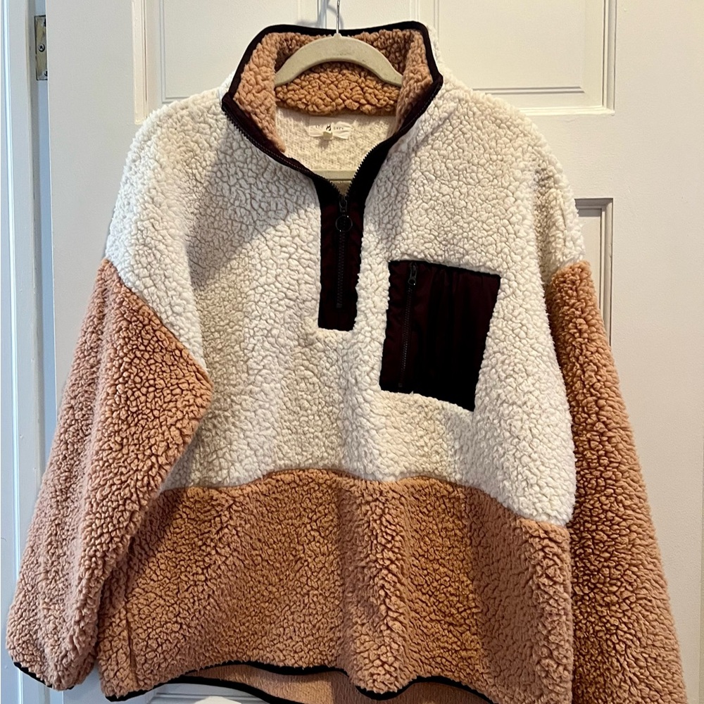 Lou & Grey Color Block Sherpa Pullover Jacket
